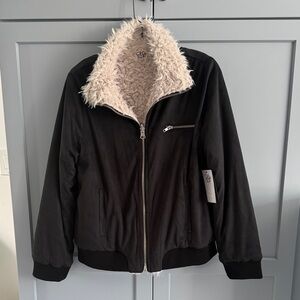 Black Jacket with Cream Fleece Lining